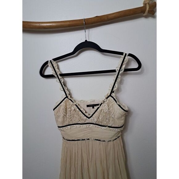 BCBG MAXAZRIA Dress Size 0‎ Ivory Silk Lace Vintage Empire Waist - Picture 9 of 13